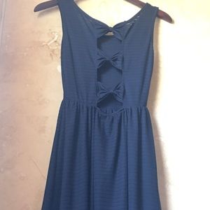 Navy Blue Nautical Summer Dress with Triple Bow